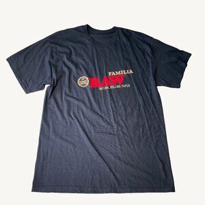 Familia Raw Natural Rolling Papers Logo Black T-Shirt Size Large